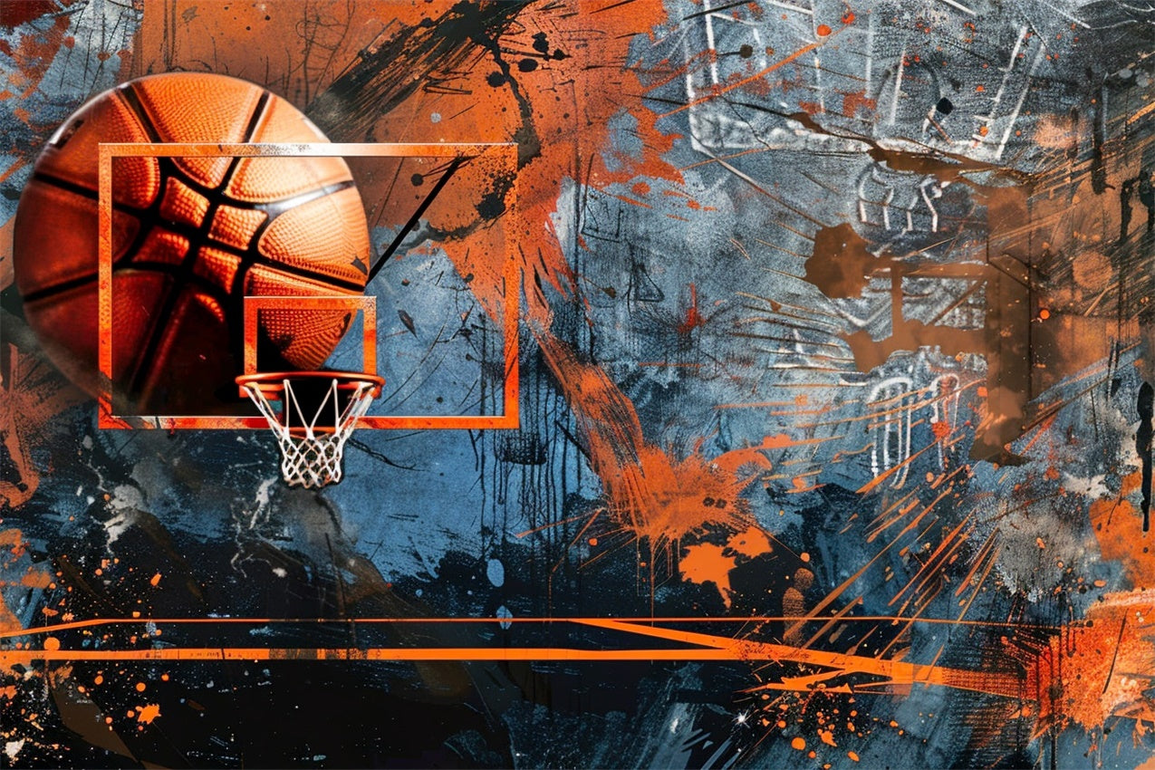 Basketball Court Backdrop Creative Graffiti Art Backdrop UK BRP1-329