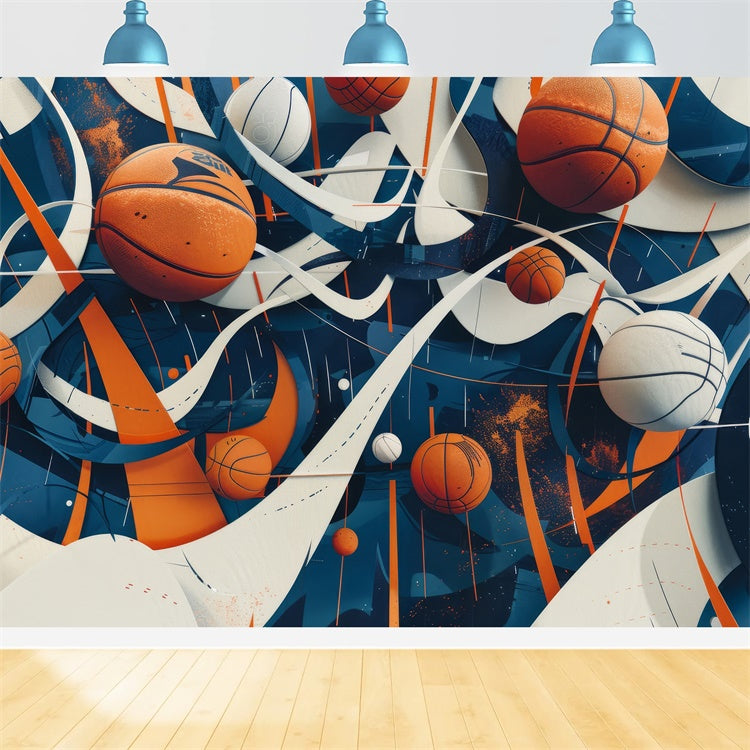 Basketball Photo Backdrops Energetic Modern Art Backdrop UK BRP1-330