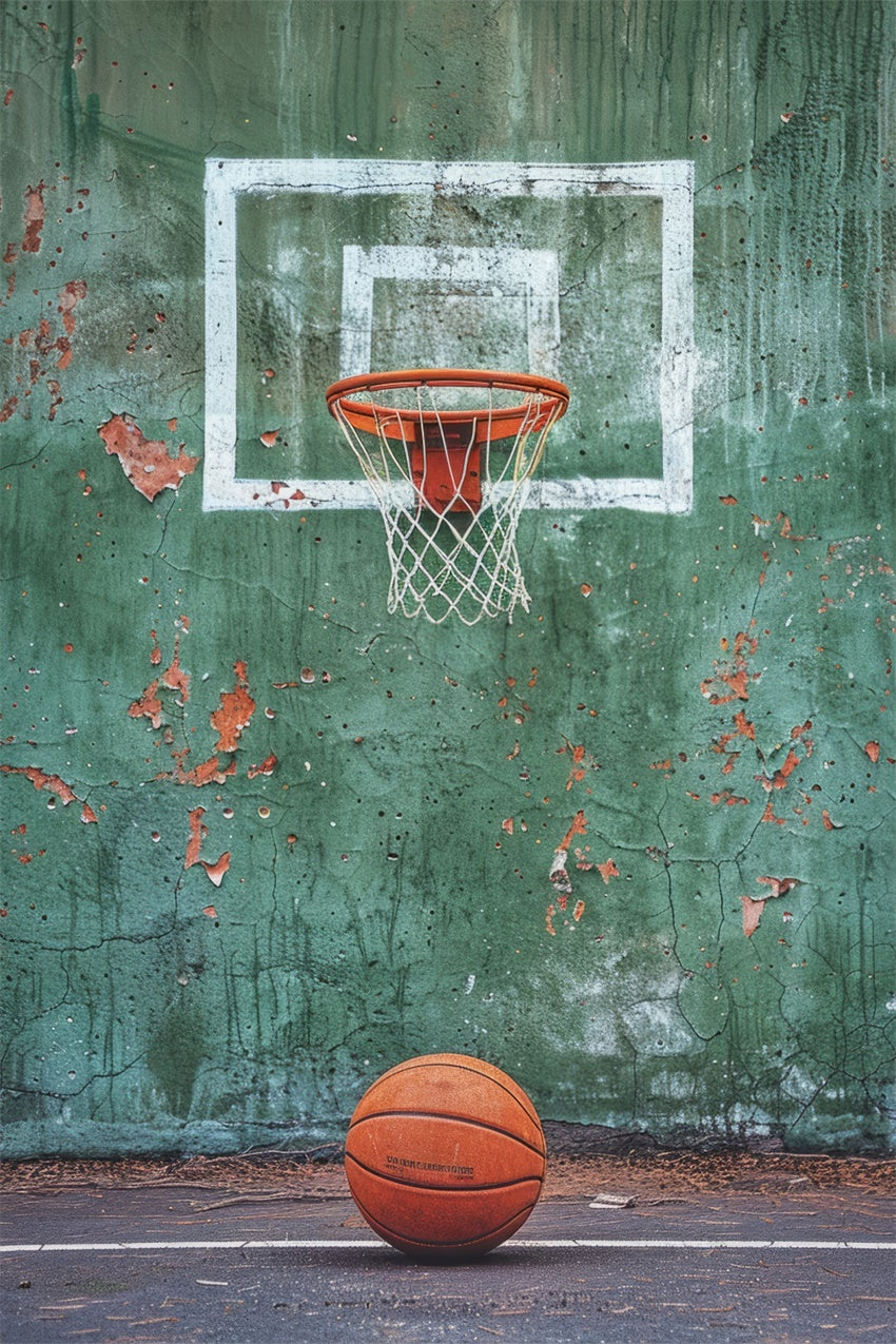 Basketball Backdrops Vintage Green Wall Hoop Backdrop UK BRP1-334