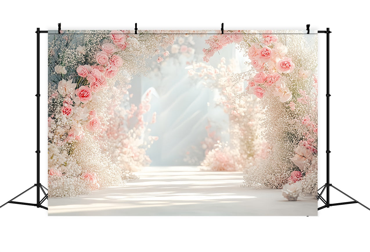 Floral Backdrop Blooming Pink Flower Wedding Backdrop UK BRP1-361