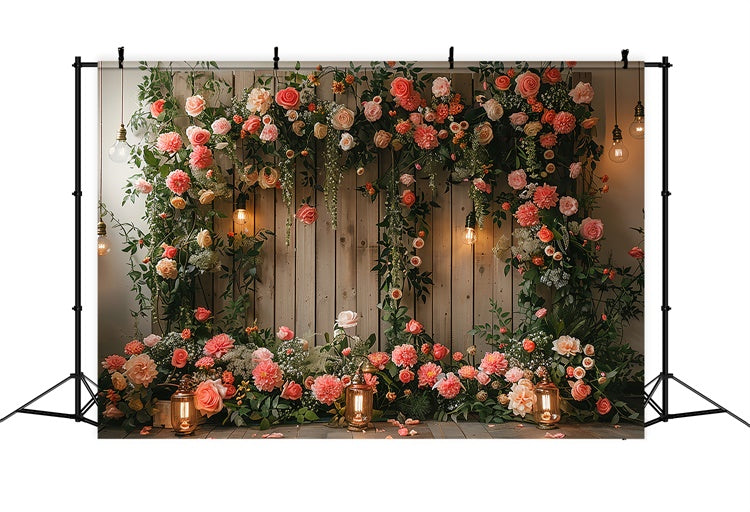 Floral Photo Backdrops Cozy Cottage Floral Wooden Backdrop UK BRP1-366