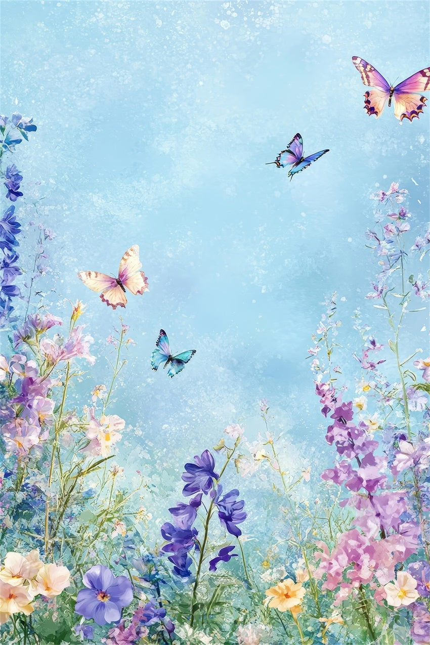 Flower Backdrop Blooming Spring Pastel Butterfly Backdrop UK BRP1-388