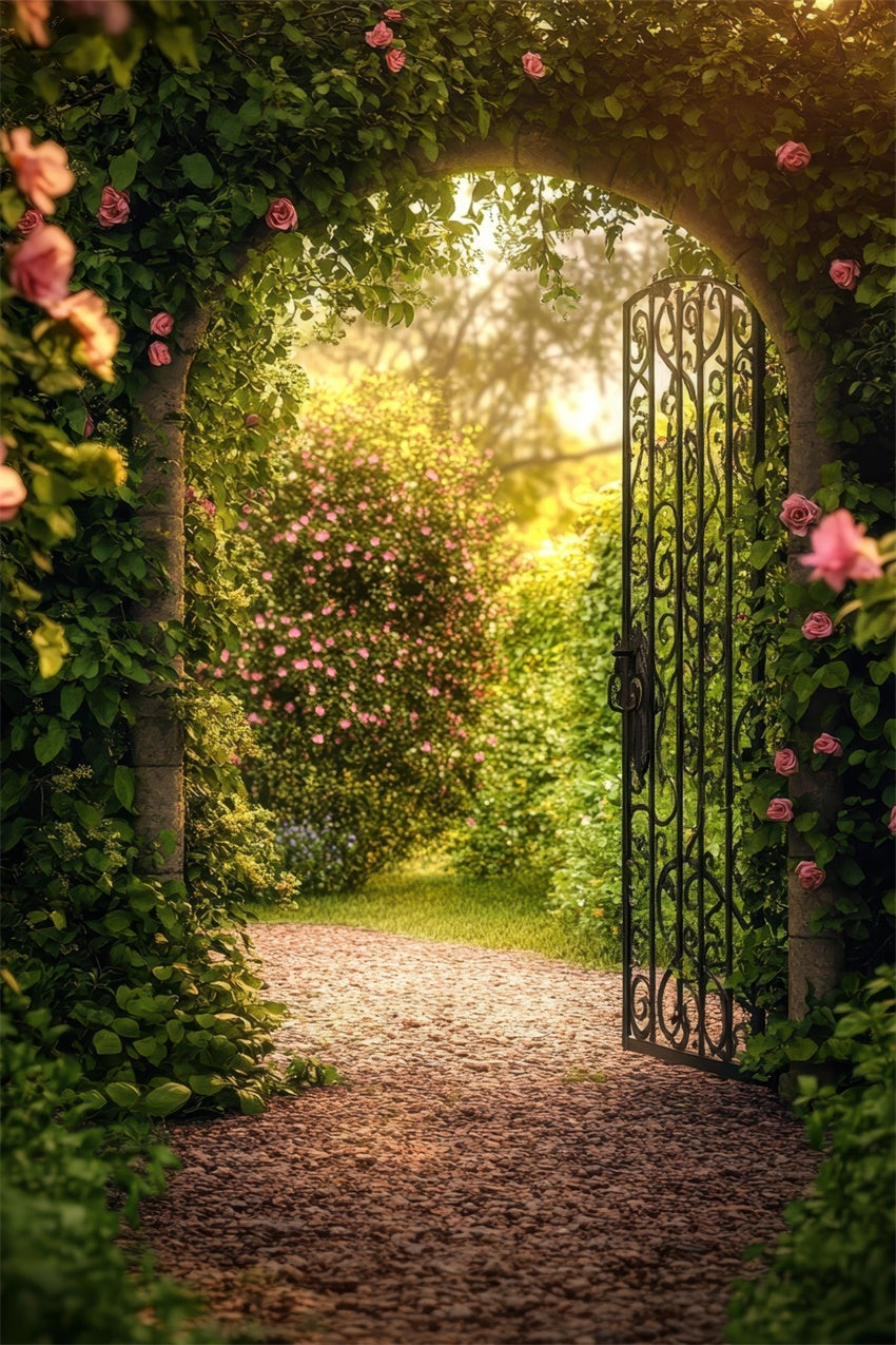 Flower Photo Backdrop Rustic Archway Garden Path Backdrop UK BRP1-391