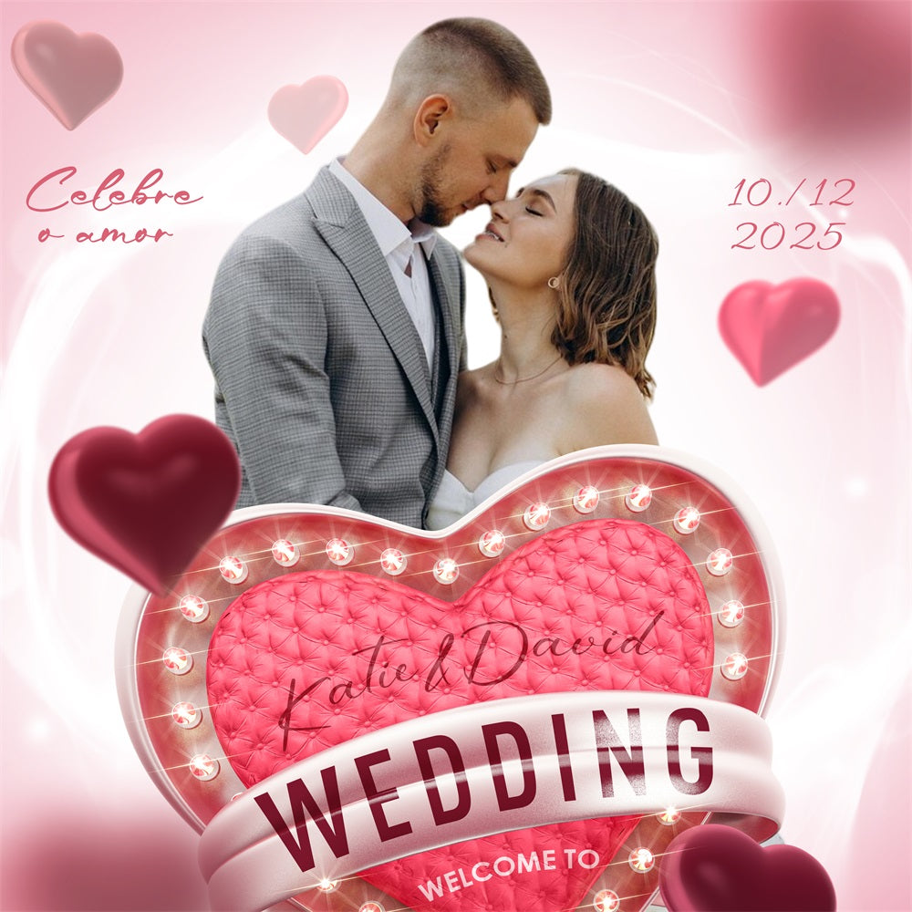 Personalized Backdrop Wedding Sweet Pink Love Backdrop UK BRP1-406
