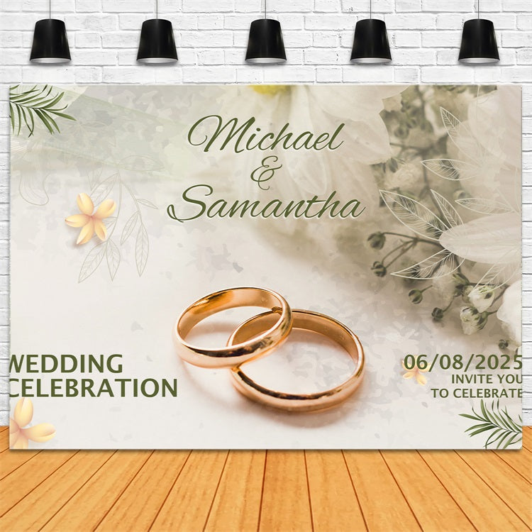 Personalized Wedding Backdrops Elegant Rings Floral Backdrop UK BRP1-409