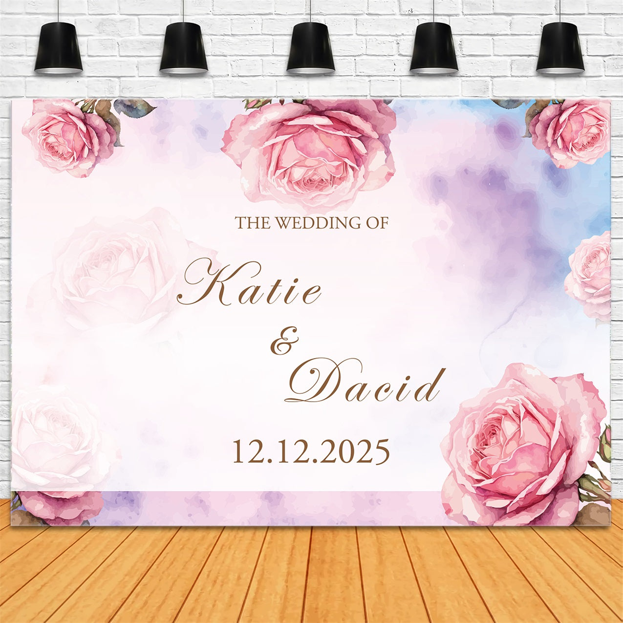 Custom Wedding Backdrops Romantic Watercolor Rose Backdrop UK BRP1-418