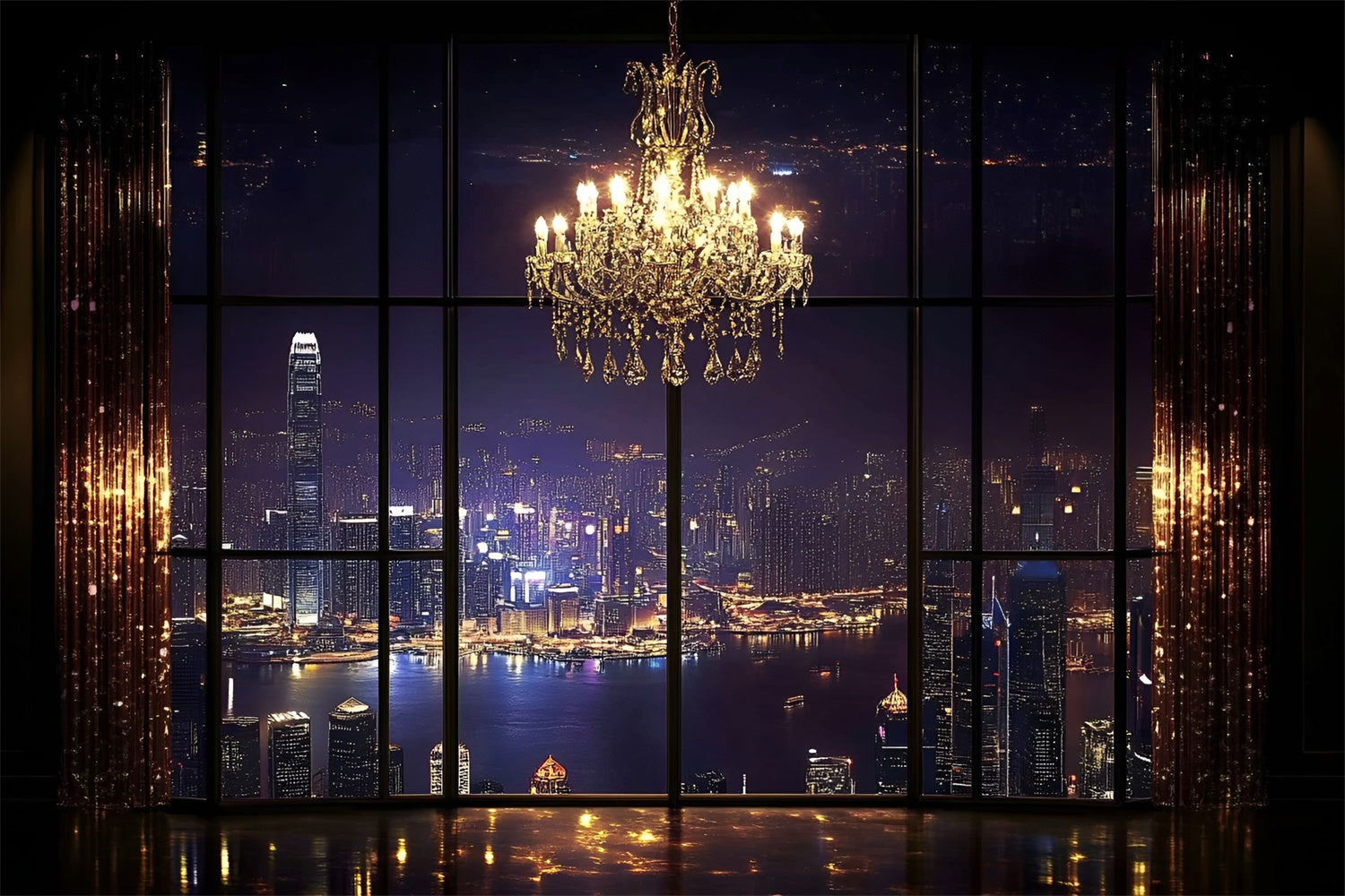 Boudoir Backdrops Cityscape Crystal Chandelier Backdrop UK BRP1-448