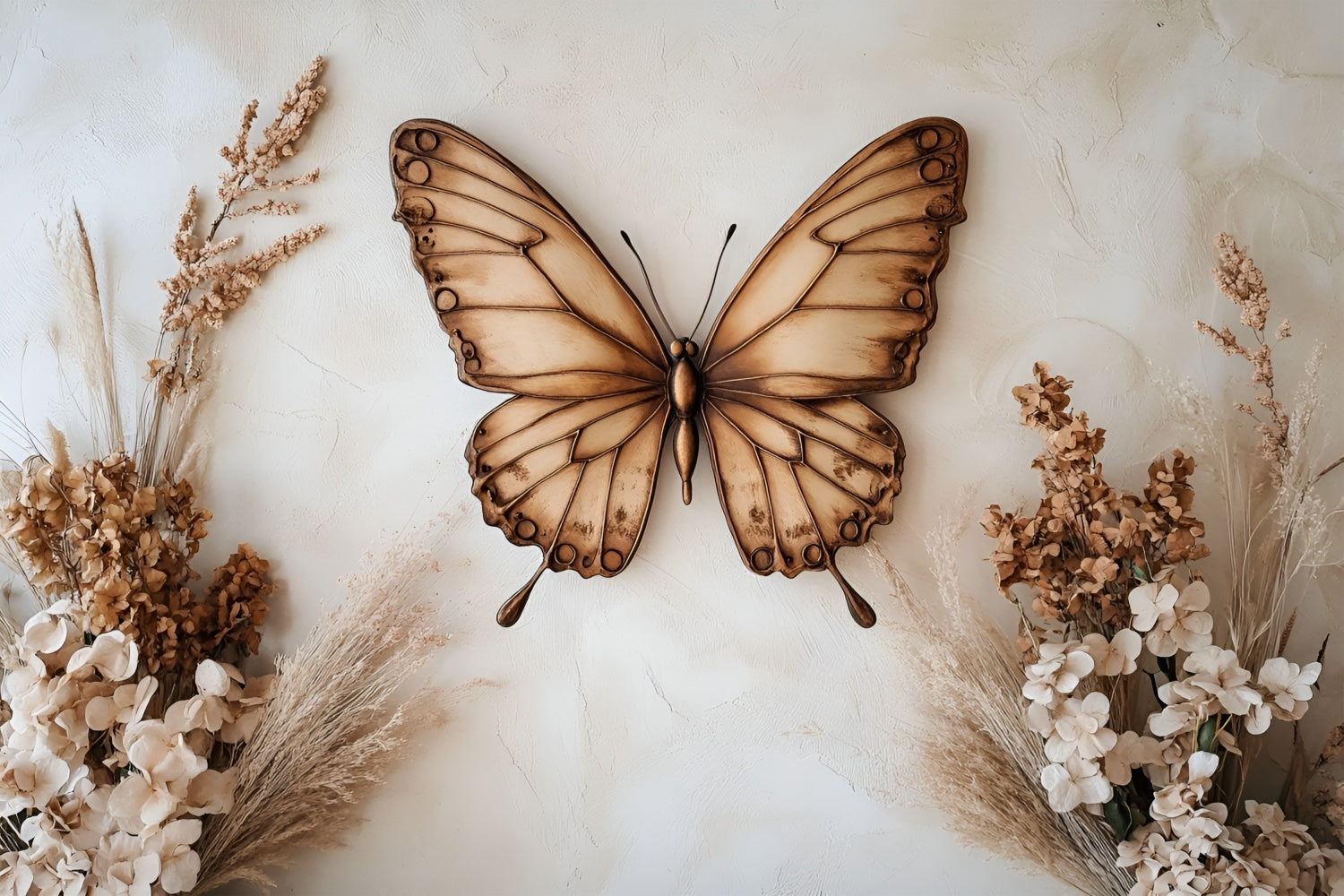 Boudoir Backdrops Vintage Butterfly Dried Flowers Backdrop UK BRP1-452