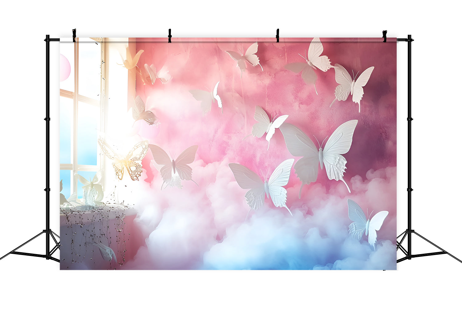 Boudoir Photo Backdrops White Butterflies Pastel Dream Backdrop UK BRP1-455