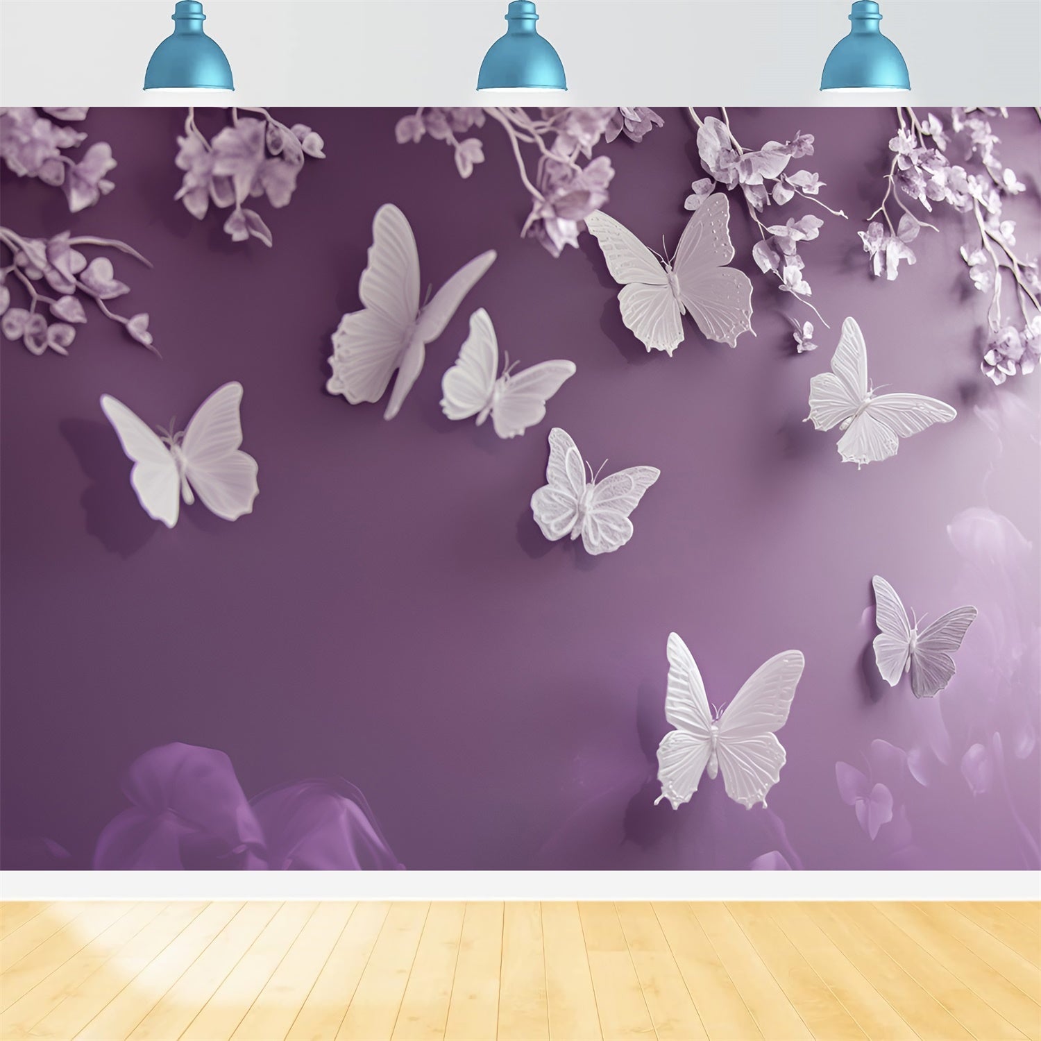 Boudoir Backdrop Delicate Orchid Butterfly Backdrop UK BRP1-456