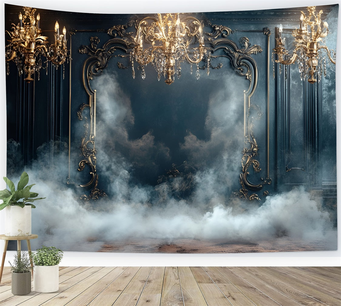 Boudoir Backdrops Chandeliers Baroque Misty Frame Backdrop UK BRP1-458