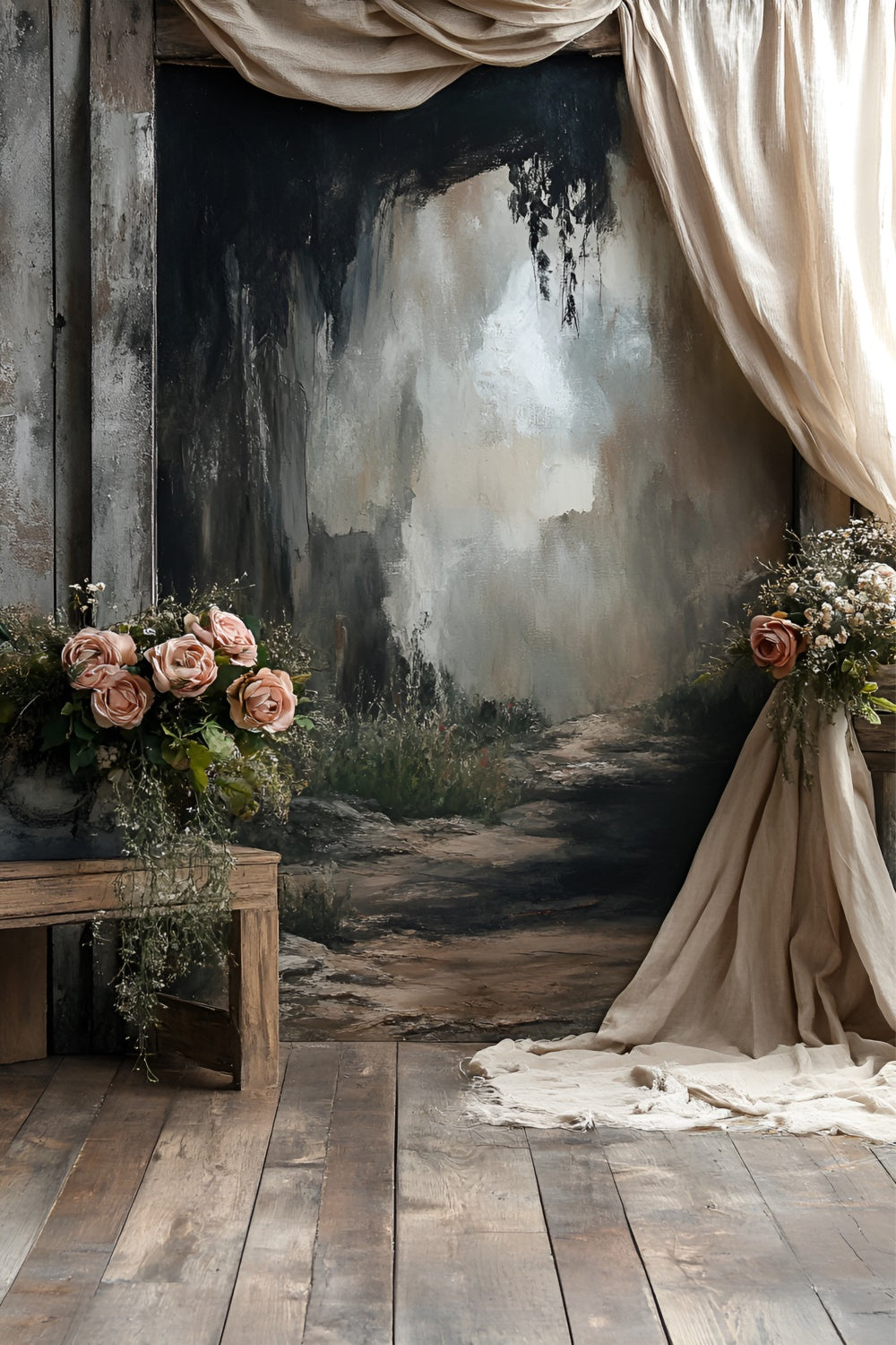 Boudoir Photo Backdrops Forest Path Rustic Floral Backdrop UK BRP1-464