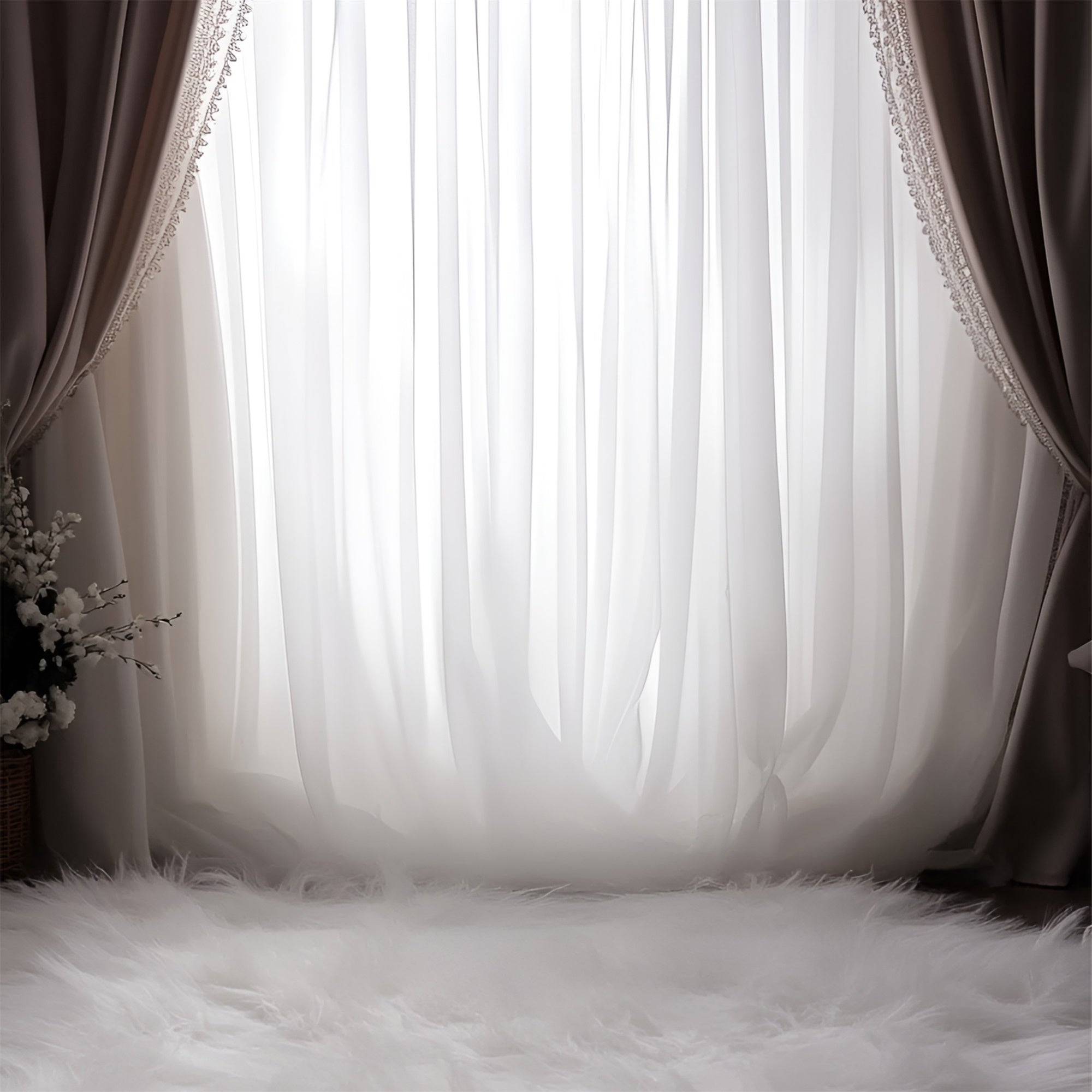 Boudoir Backdrop Vintage Elegance Curtain Fur Backdrop UK BRP1-468