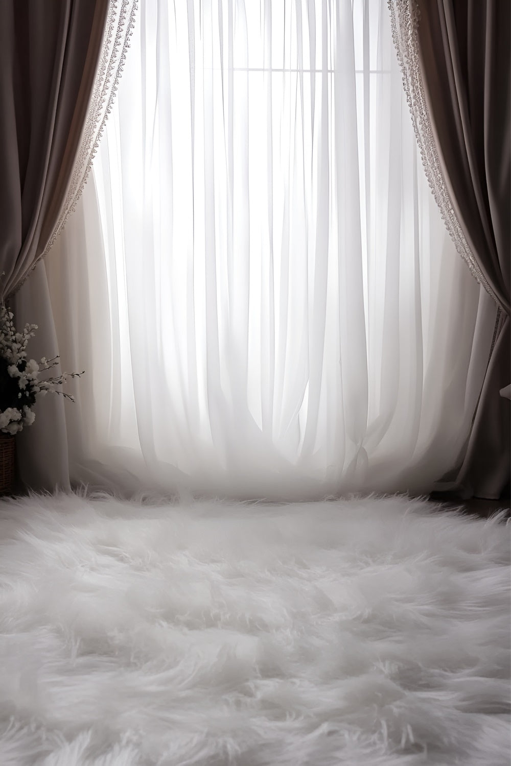 Boudoir Backdrop Vintage Elegance Curtain Fur Backdrop UK BRP1-468