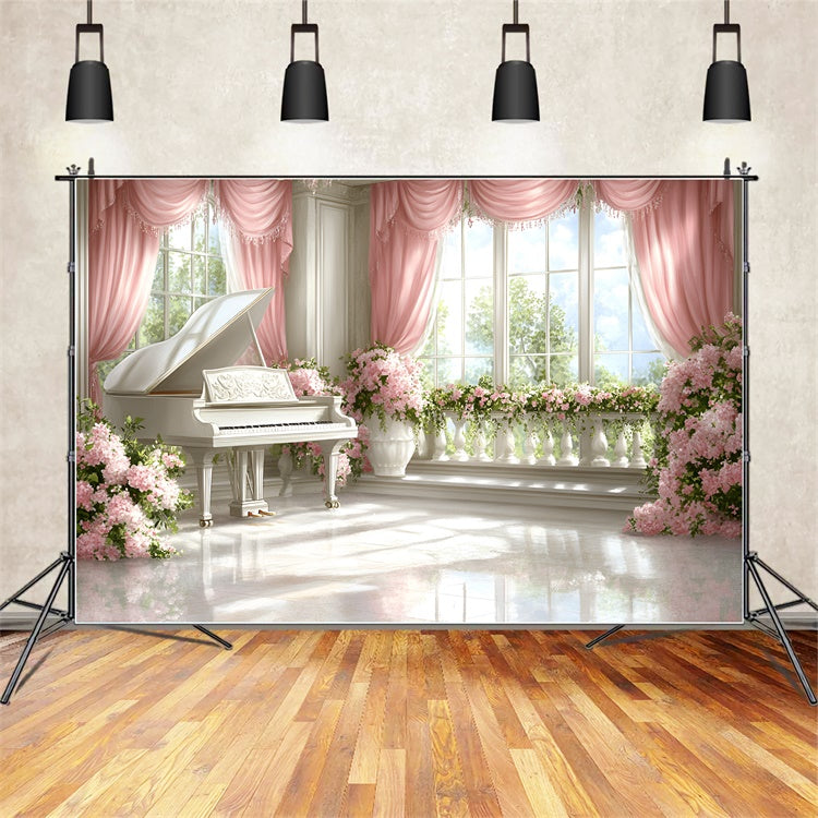 Boudoir Backdrops Floral Piano Window Scene Backdrop UK BRP1-474