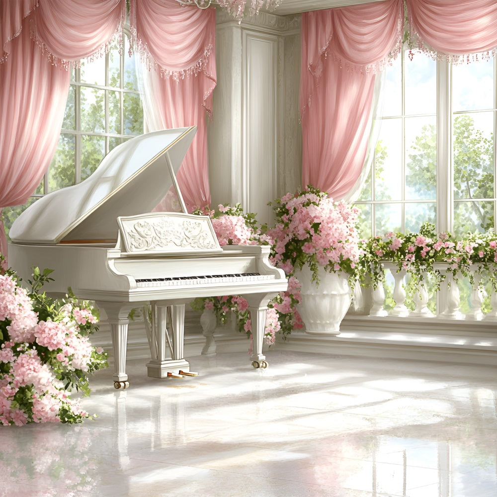 Boudoir Backdrops Floral Piano Window Scene Backdrop UK BRP1-474