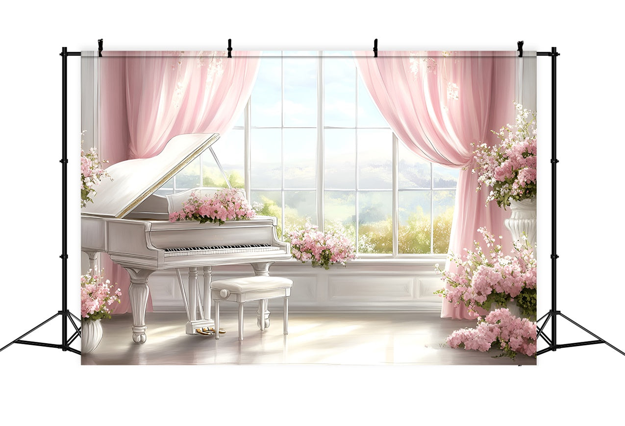 Boudoir Photo Backdrops Piano Floral Window Scene Backdrop UK BRP1-475