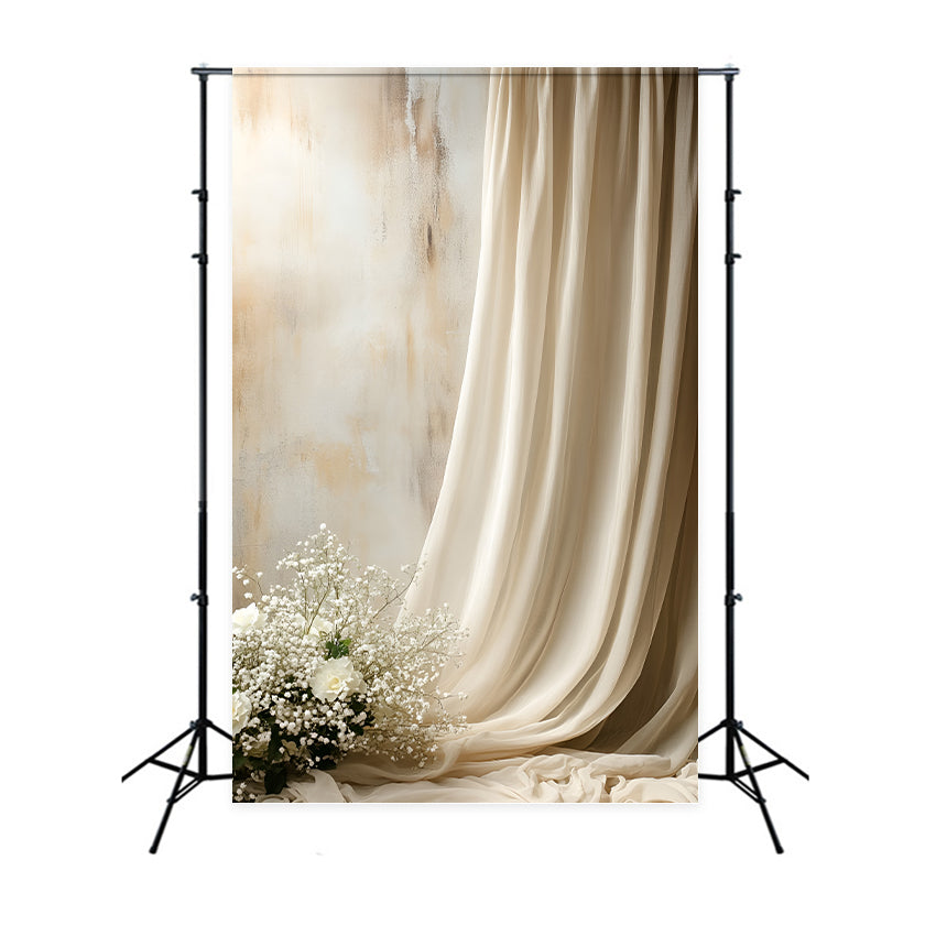 Boudoir Backdrop Ideas Beige Draped Flowers Backdrop UK BRP1-495