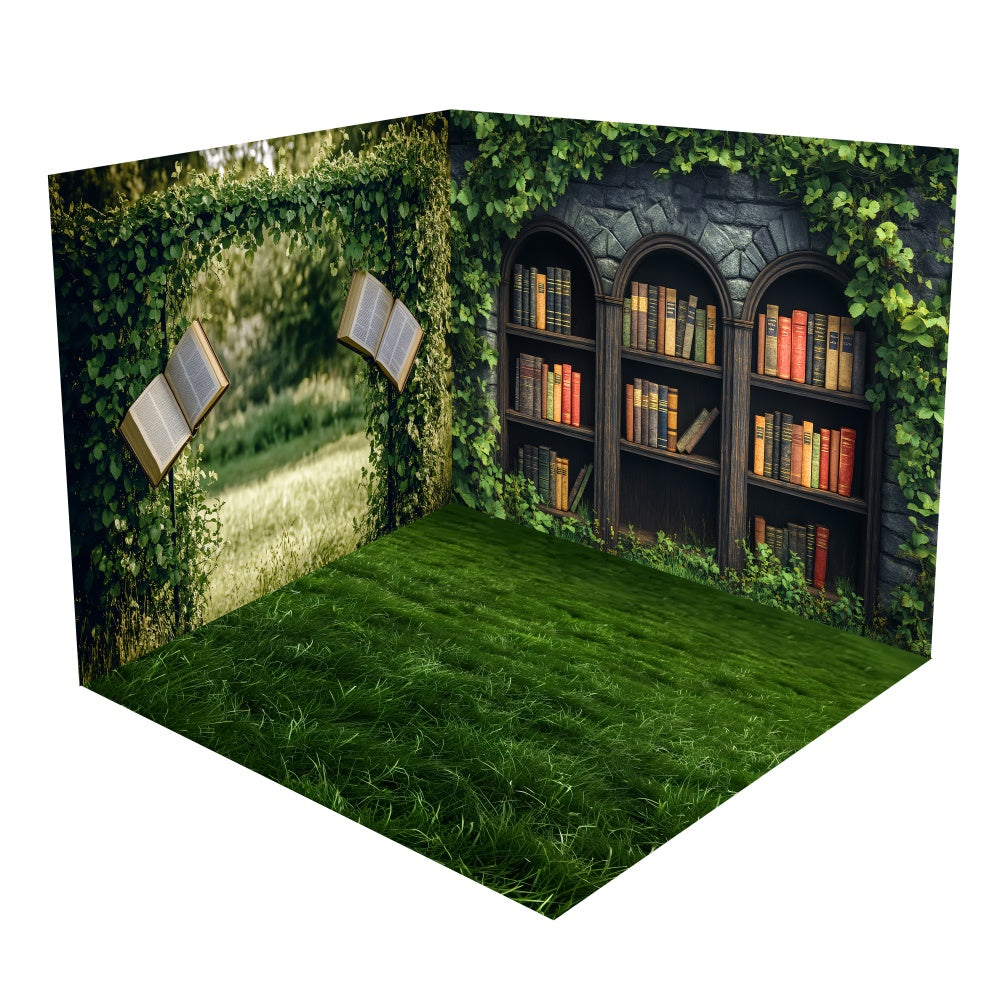 Spring Ivy Arch and Bookshelf Backdrop Room Set UK BRP1-71