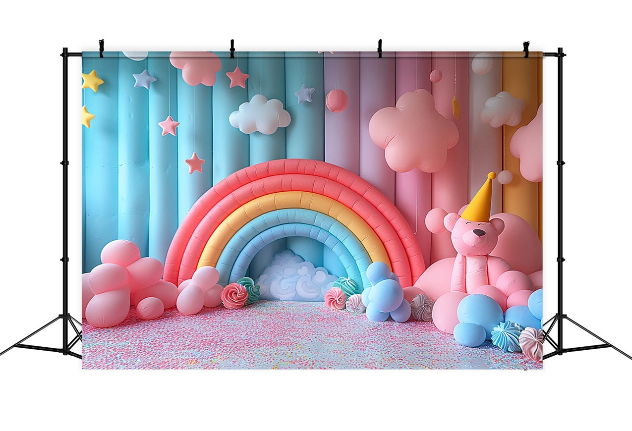 Soft Boho Colorful Rainbow Balloon Arrangement Backdrop UK BRP10-103