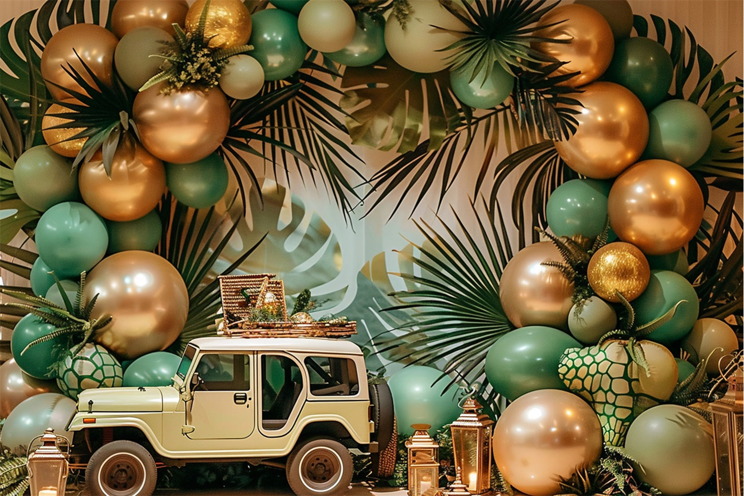 Safari Jeep Adventure Boho Tropical Backdrop UK BRP10-105