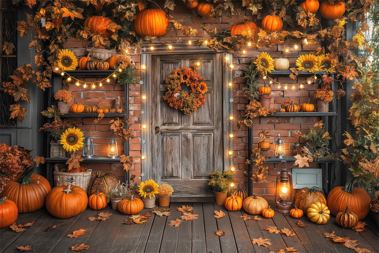 Fall Backdrop Photography Rustic Door Pumpkin Decor Backdrop UK BRP10-247