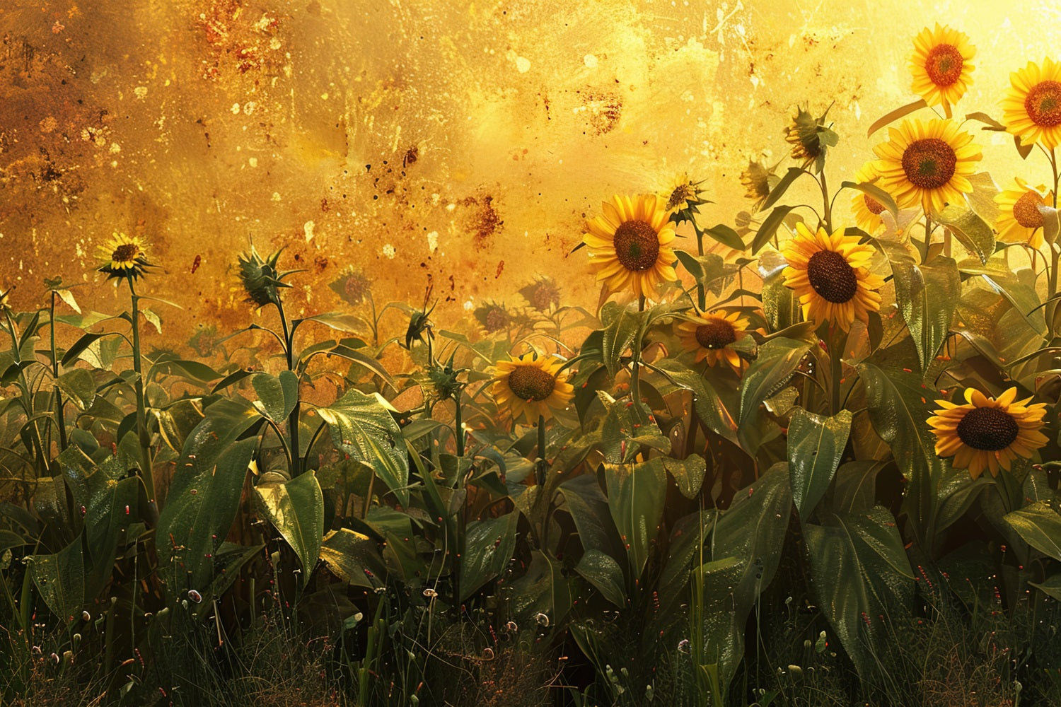 Fall Backdrops Sunflowers Golden Light Backdrop UK BRP10-251