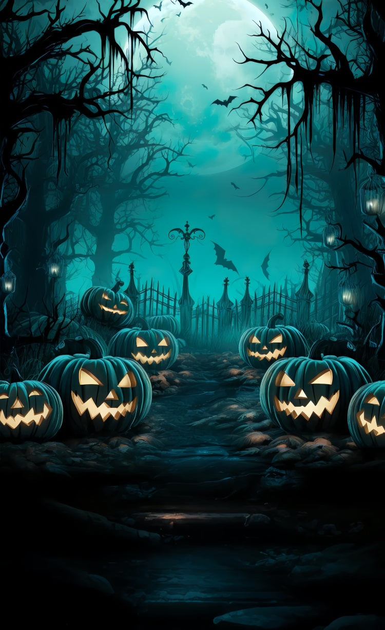 Halloween Sweep Pumpkin Patch Blue Moon Backdrop UK BRP10-511