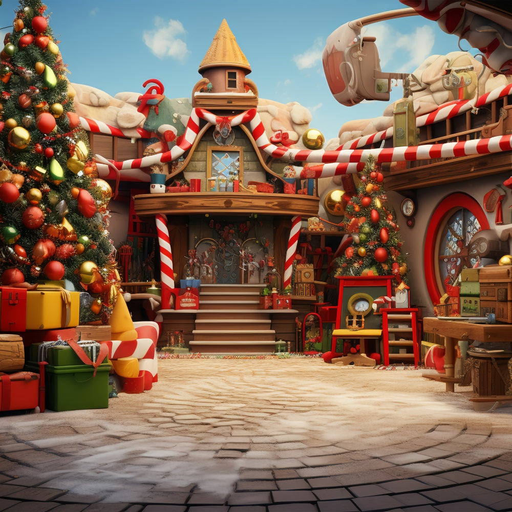 Christmas Photography Backdrop Santa's Workshop Preparation Backdrop UK BRP10-623