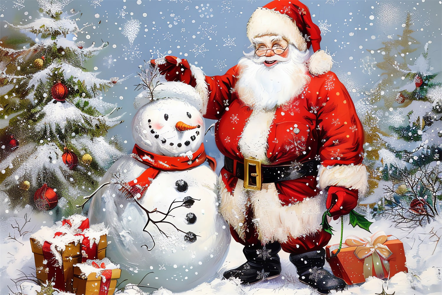 Christmas Backdrops Santa Snowman Holiday Backdrop UK BRP11-107