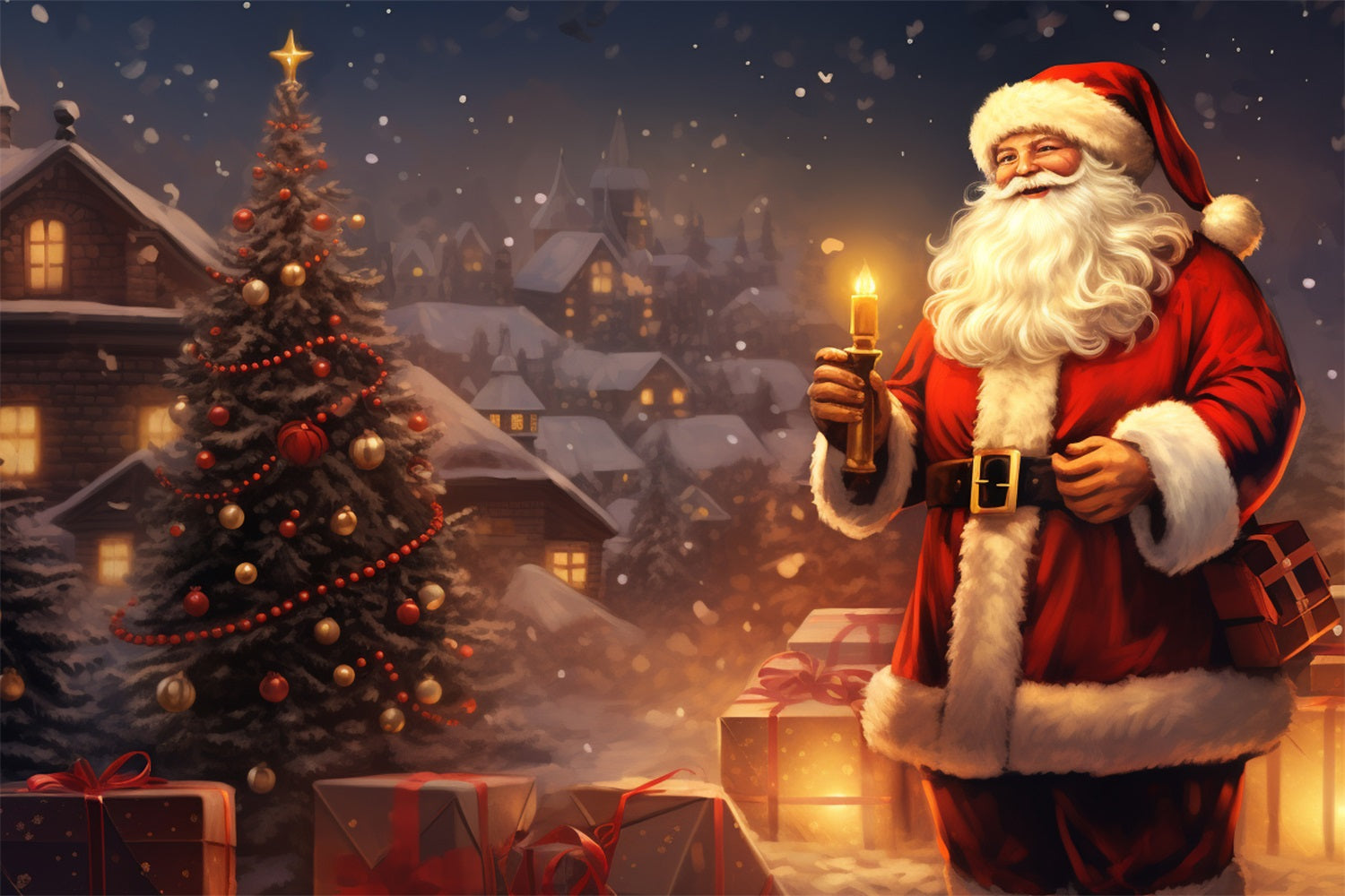 Christmas Photoshoot Backdrop Eve Santa Lit Candle Backdrop UK BRP11-114