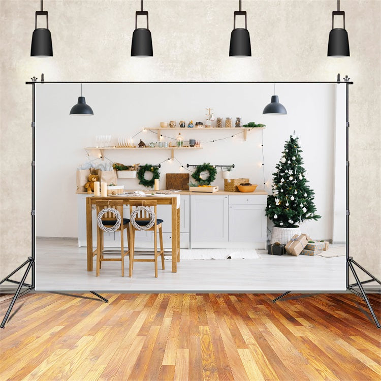 Backdrop Christmas Scandinavian Style Kitchen Wreaths Backdrop UK BRP11-190