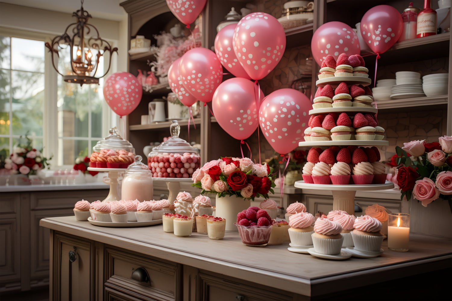 Valentine's Day Backdrop Ideas Balloon Celebration Dessert Backdrop UK BRP11-282