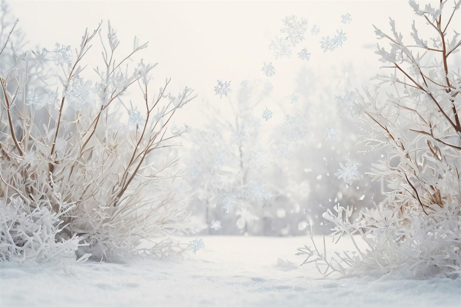 Winter Scene Backdrop Snowy Meadow Branches Backdrop UK BRP11-30