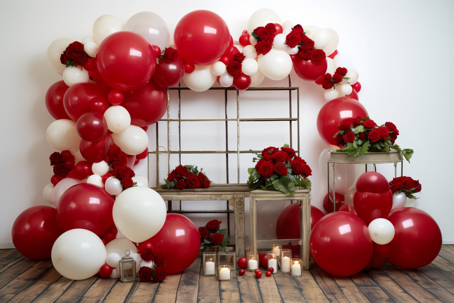 Valentines Day Photography Backdrops Floral Balloon Arch Backdrop UK BRP11-316