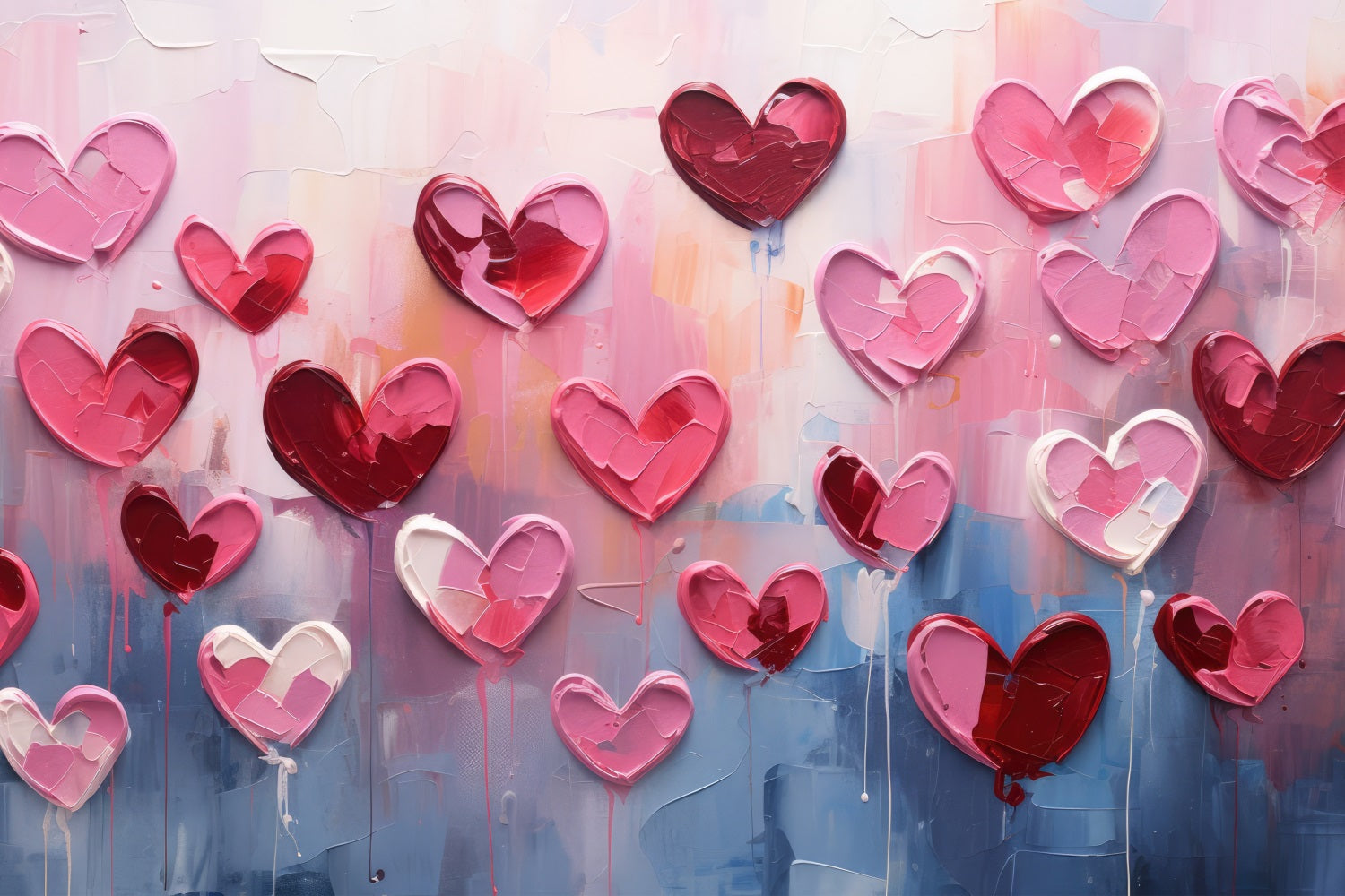 Backdrops Valentines Painted Hearts Textured Art Backdrop UK BRP11-454