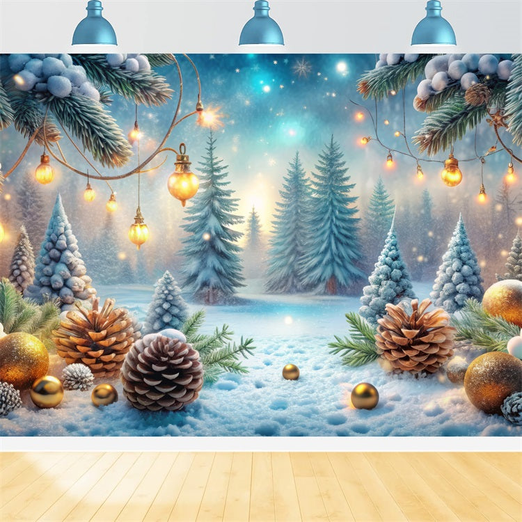 Winter Backdrops Forest Golden Decorations Frosted Pines Backdrop UK BRP11-479