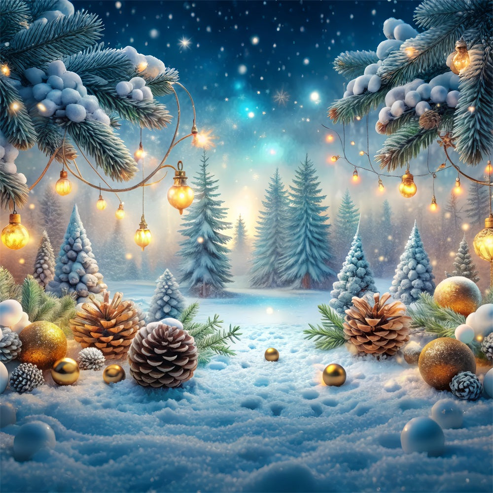 Winter Backdrops Forest Golden Decorations Frosted Pines Backdrop UK BRP11-479