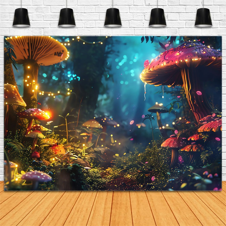 Spring Backdrop Photography Luminous Mushroom Forest Backdrop UK BRP11-509