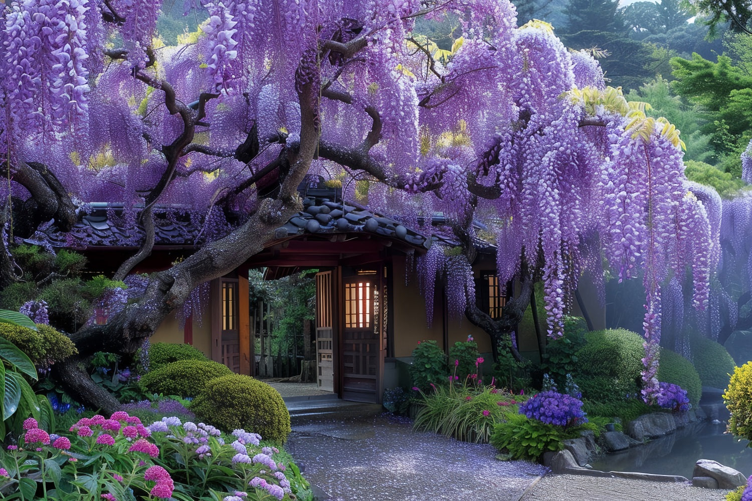 Spring Backdrop Wisteria Bloom Around Door Backdrop UK BRP11-520