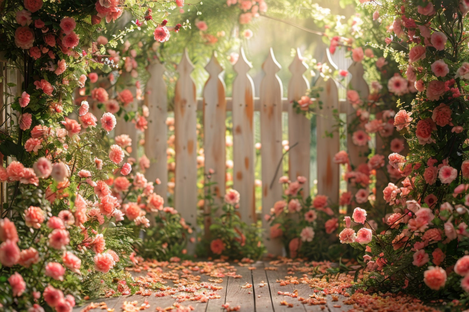 Backdrop Spring Garden Roses Fence Backdrop UK BRP11-526