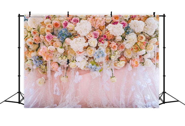 Spring Backdrops Photography Blooming Flowers Lace Design Backdrop UK BRP11-529