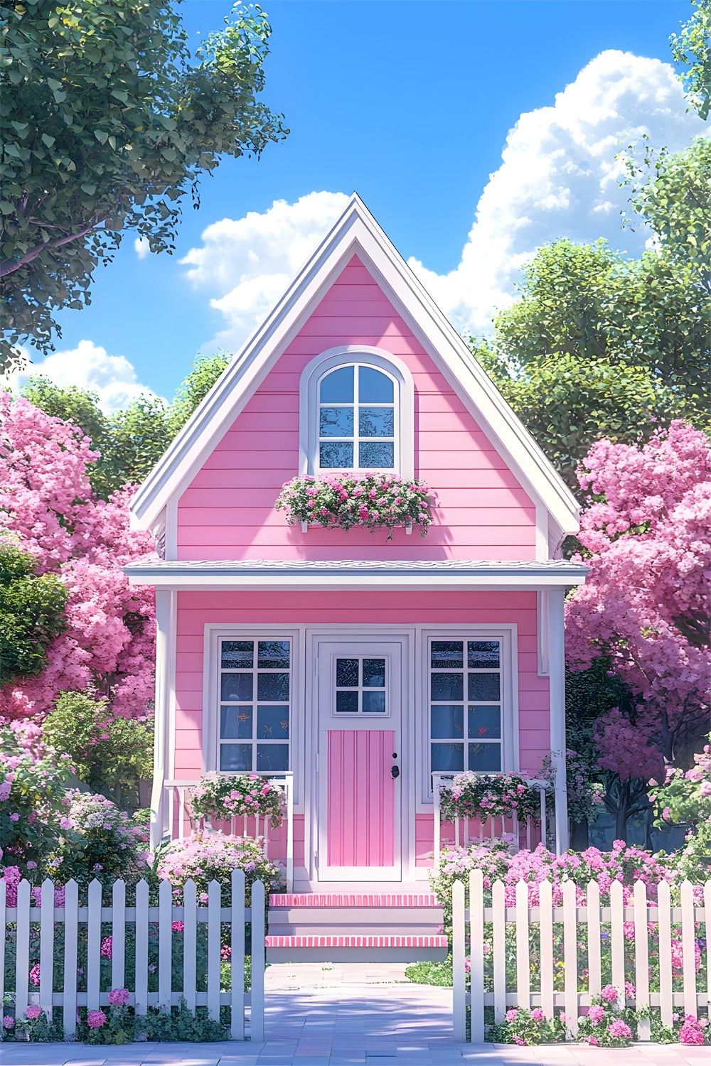Spring Flowers Backdrop Adorable Pink Cottage Backdrop UK BRP11-540