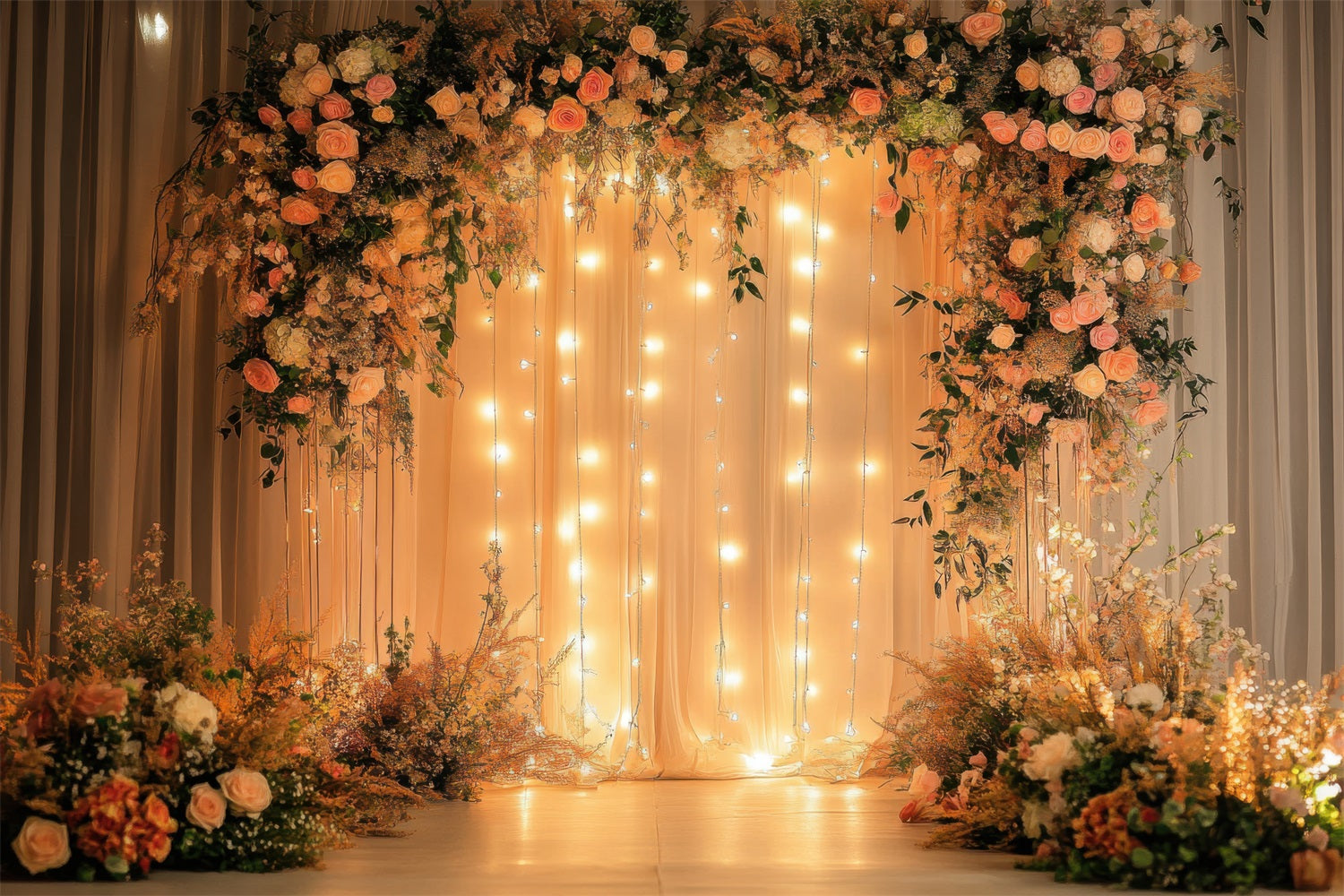 Spring Floral Backdrop Fairy Light Wedding Flower Backdrop UK BRP11-549