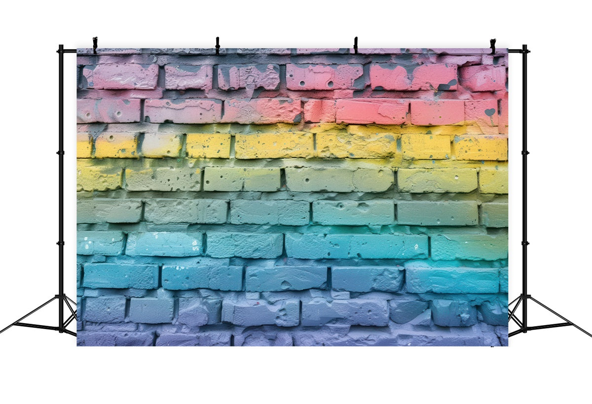 Graffiti Photography Backdrop Colorful Block Brick Wall Backdrop UK BRP12-141