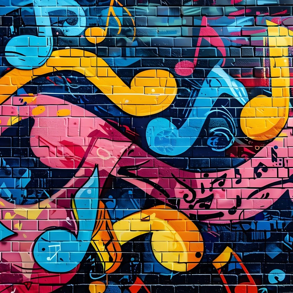 Graffiti Wall Backdrop Music Note Color Brick Backdrop UK BRP12-156