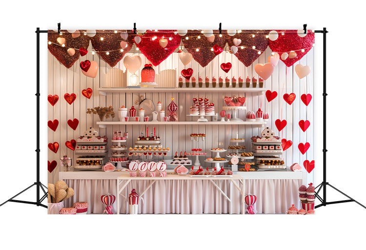 Backdrop Valentines Sweetheart Dessert Table Glitter Hearts Backdrop UK BRP12-225