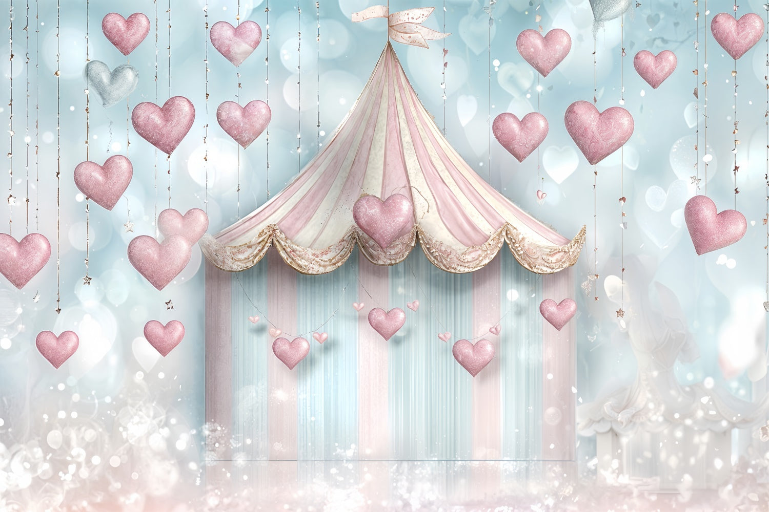 Valentine Theme Backdrop Pastel Tent Heart Decorations Backdrop UK BRP12-243