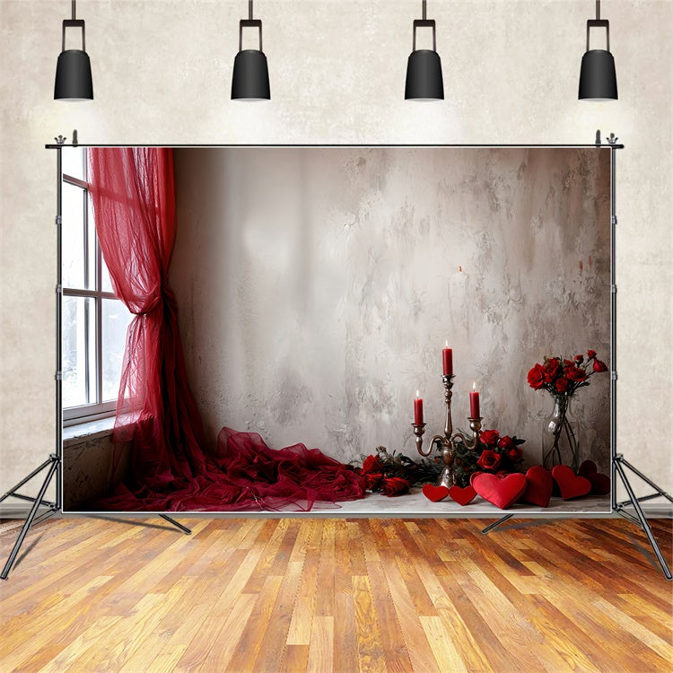 Valentine's Backdrops Red Drapes Roses Candlelight Backdrop UK BRP12-253
