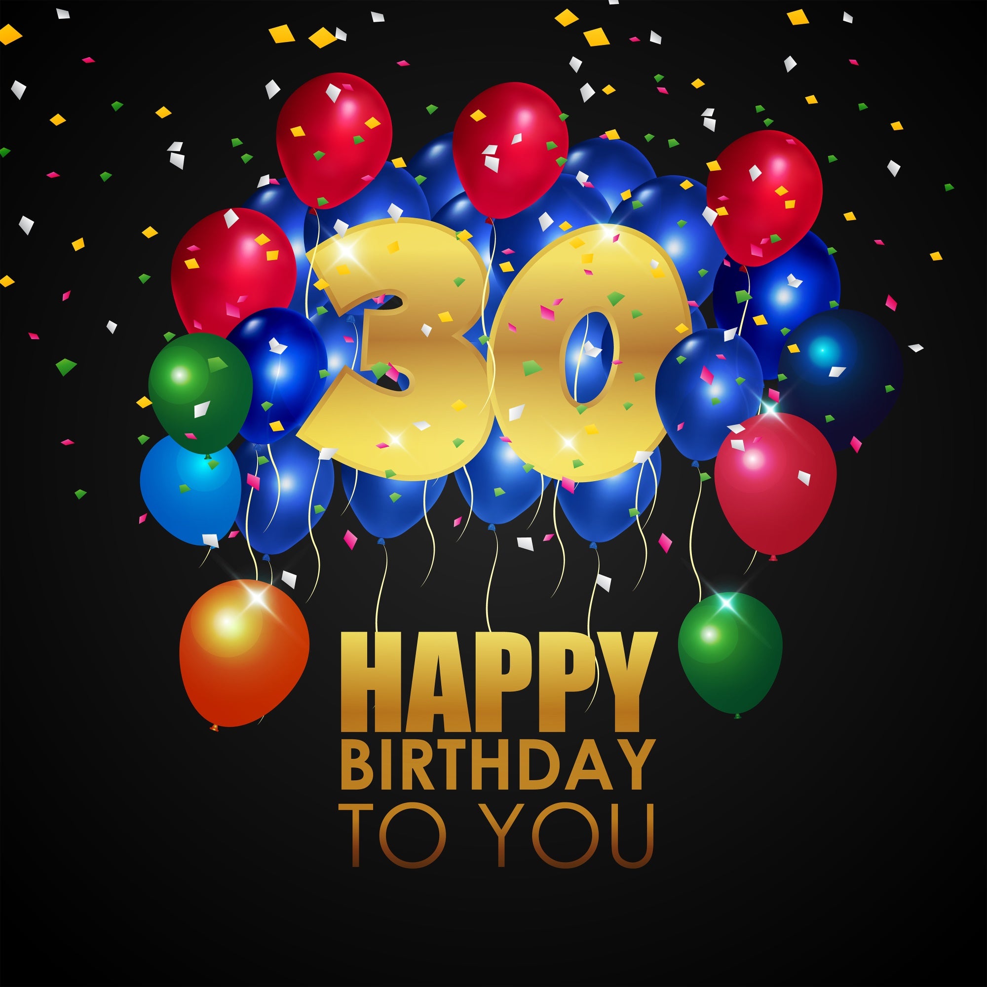 Happy Birthday Backdrop Colorful Balloons Golden 30th Backdrop UK BRP12-278